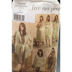 Vintage Vogue V8270 Five Easy Pieces Sewing Pattern Size 6-8-10 2006